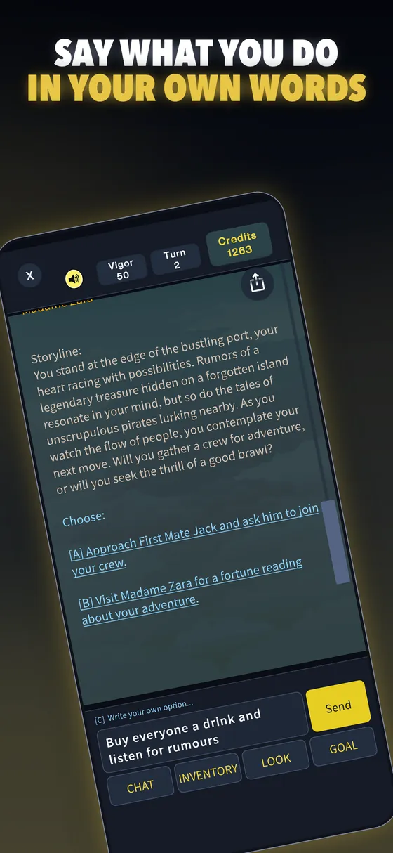Say what you do in your own words in AI Adventure