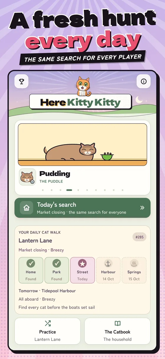 Here Kitty Kitty: a fresh hunt every day, the same search for every player