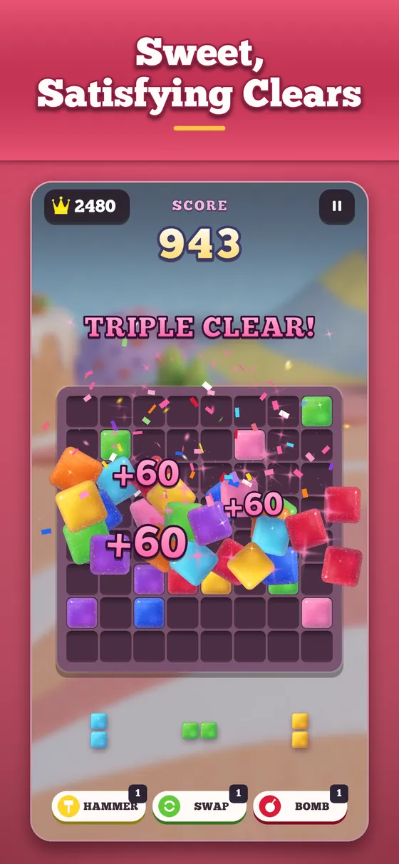 Sugar Cubes: a triple clear with confetti and jelly-candy blocks