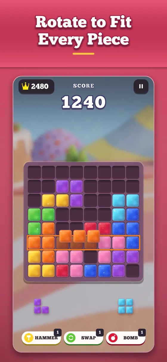 Sugar Cubes: rotate each piece to fit